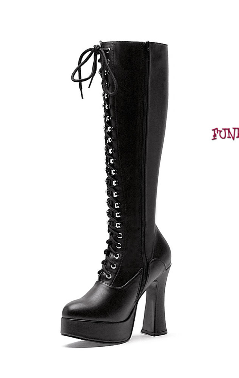 Ellie Shoes | 557-Gina 5 Inch Laced Up knee high boots