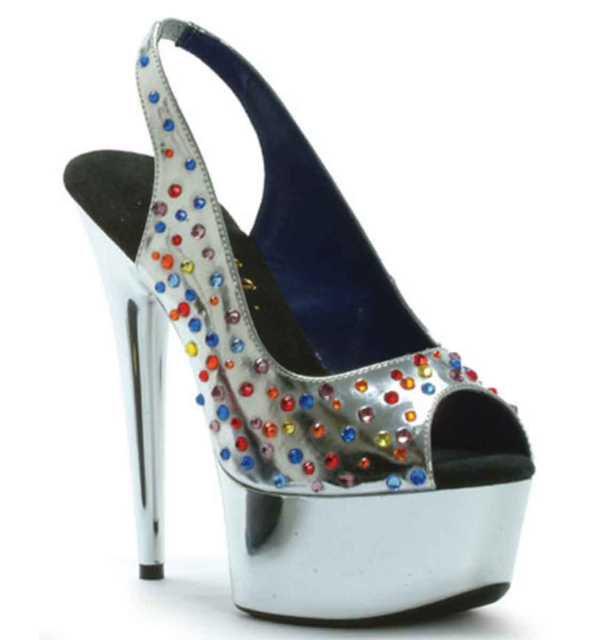 multicolor rhinestone heels