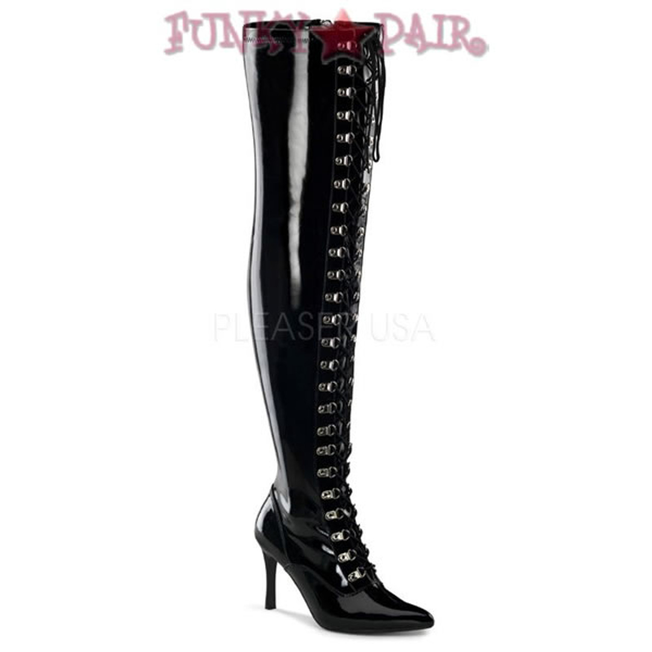 wide calf lace up thigh high boots