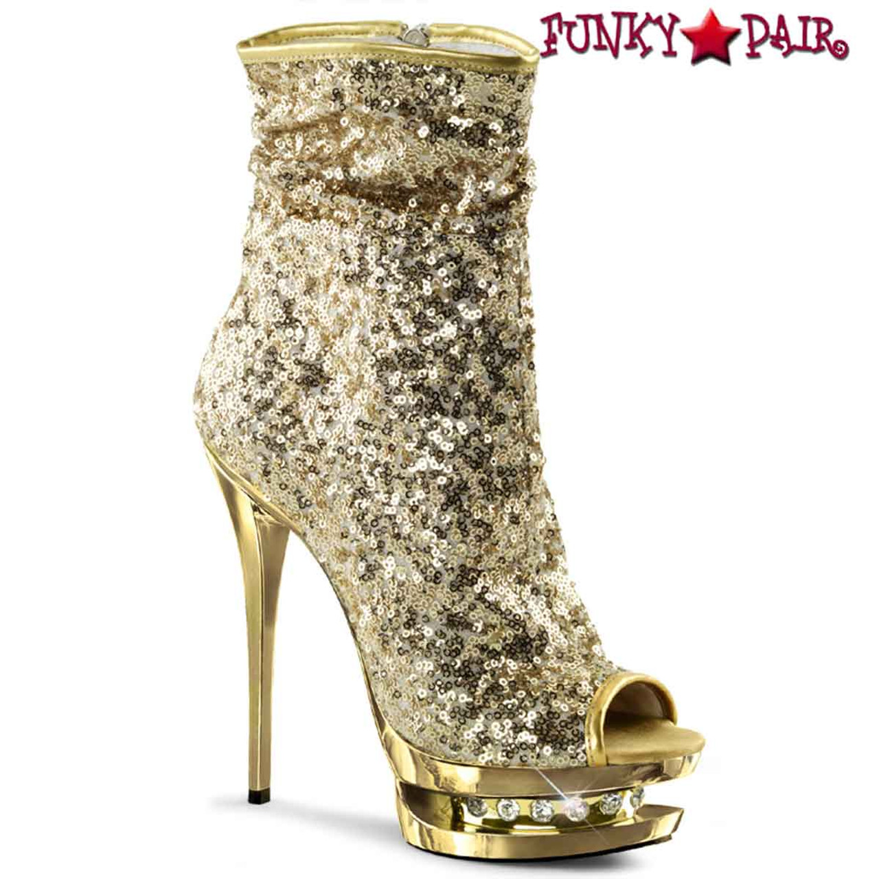 gold sequin ankle boots