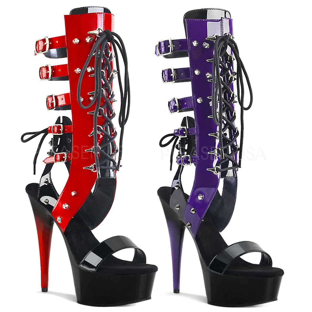 pleaser lace up heels