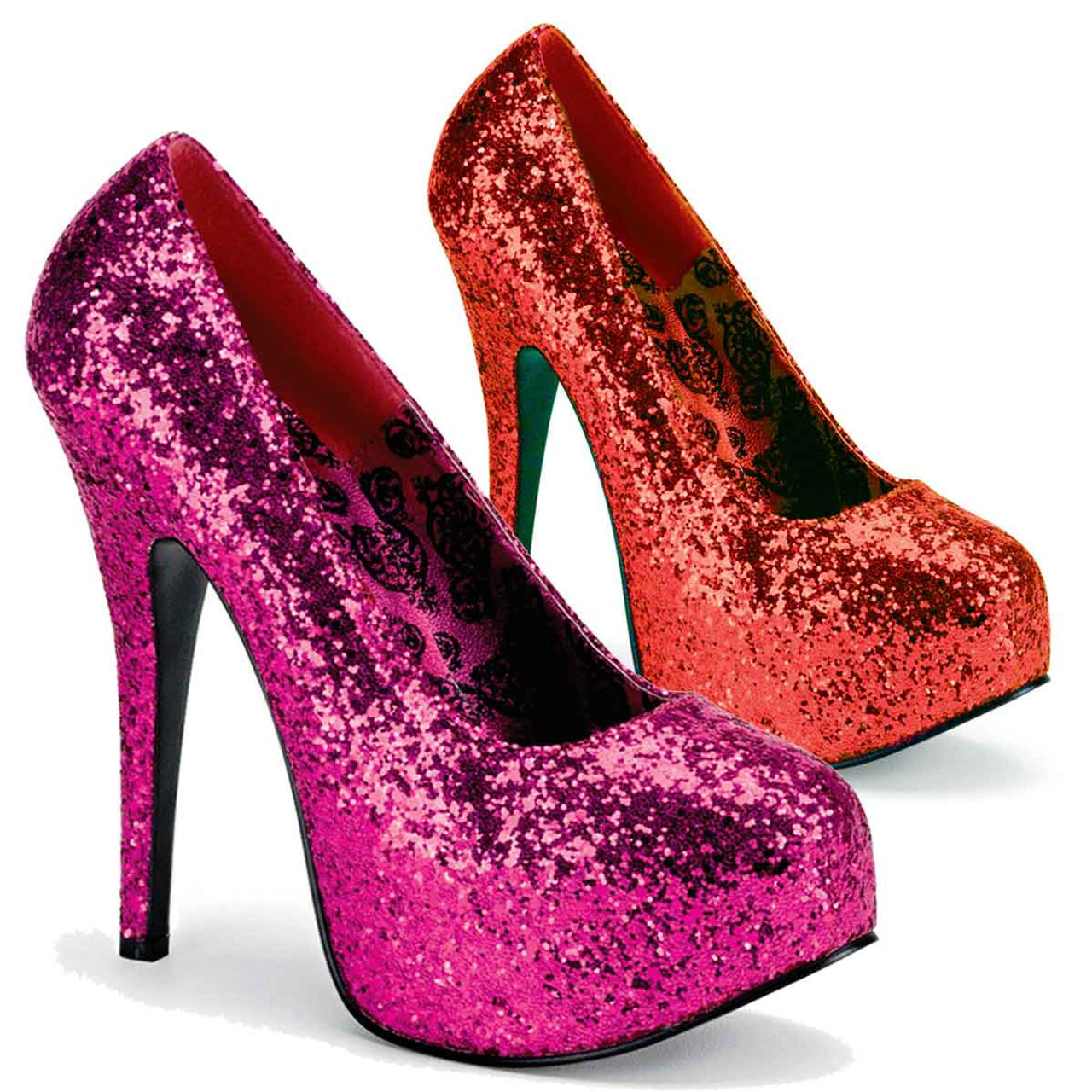 wide width glitter heels