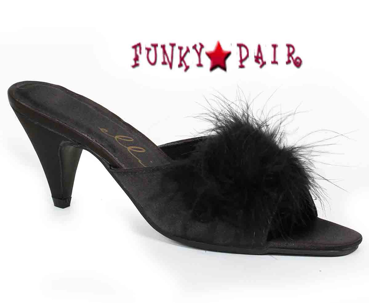 marabou slippers low heel