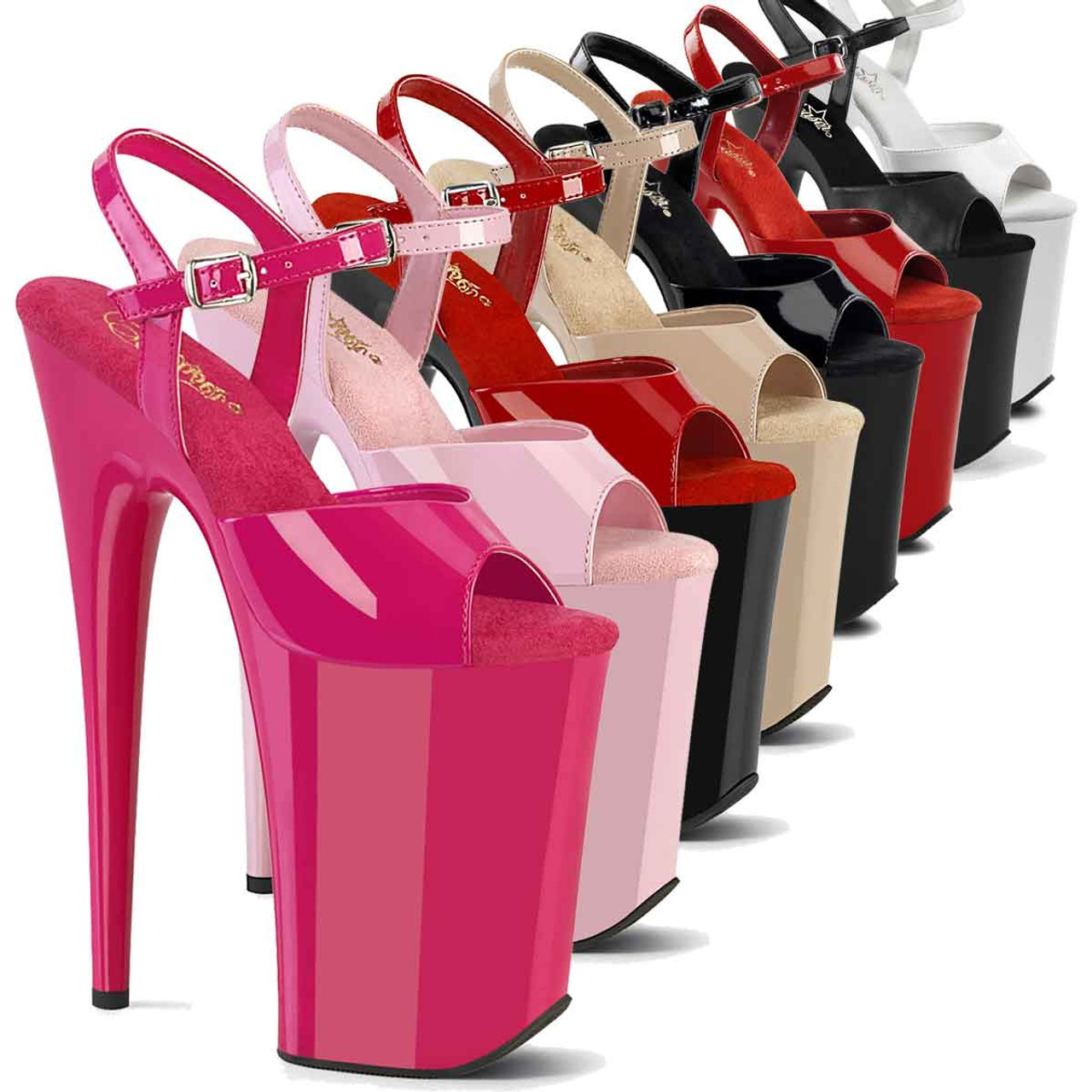 Pleaser sz 9 Neon Heels Stripper Rainbow 8 Inch Platform Shoes UV | eBay