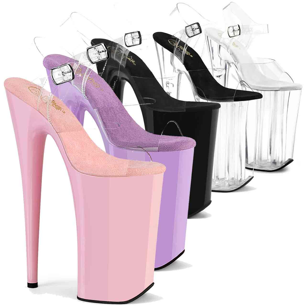 Pleaser Boots 10 In Heels High Heels 10 Inch Pleaser Shoes Pleaser BEYOND- 087 Baby Pink