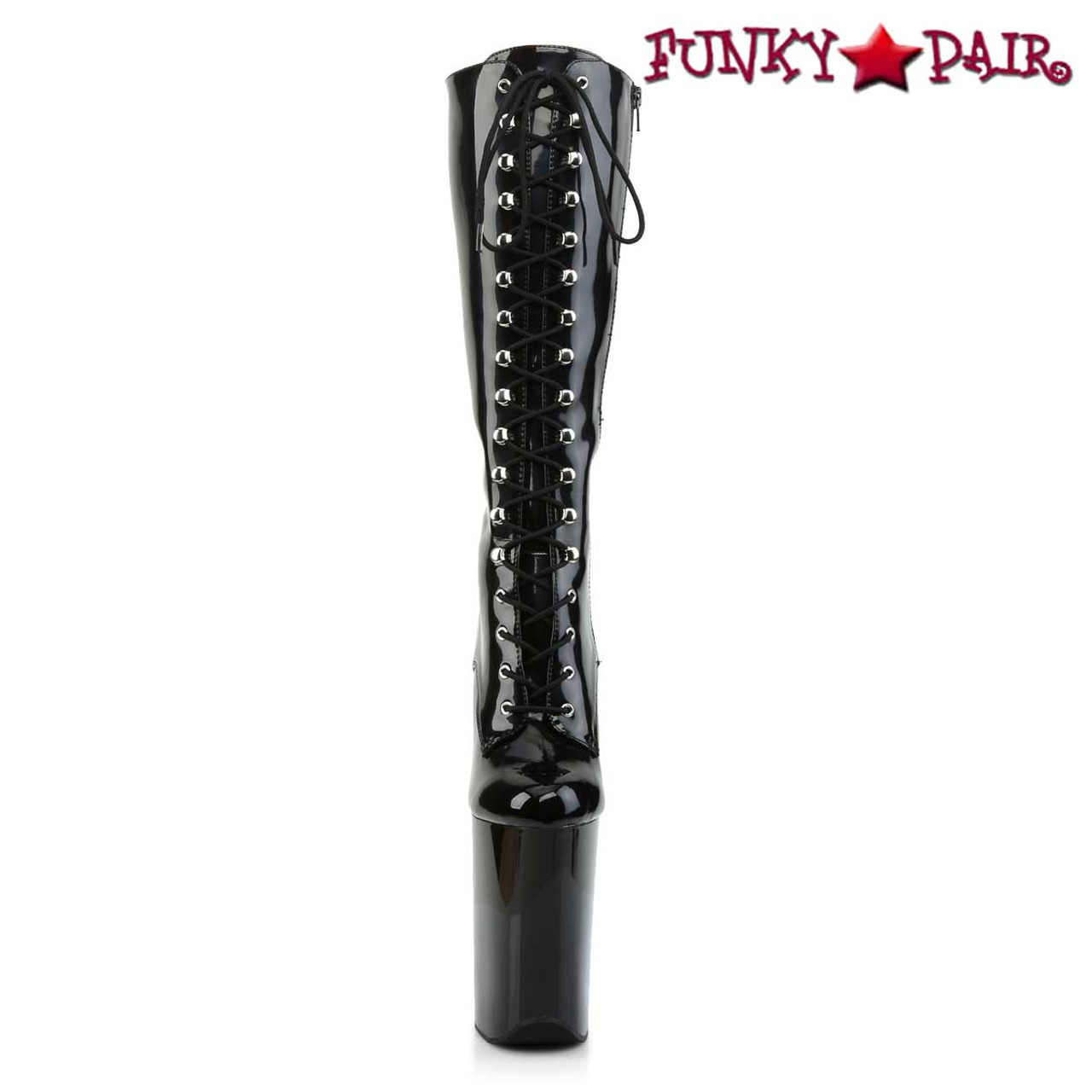 Pleaser | Infinity-2020, 9 Inch Extreme High Heel Lace up Knee Boots