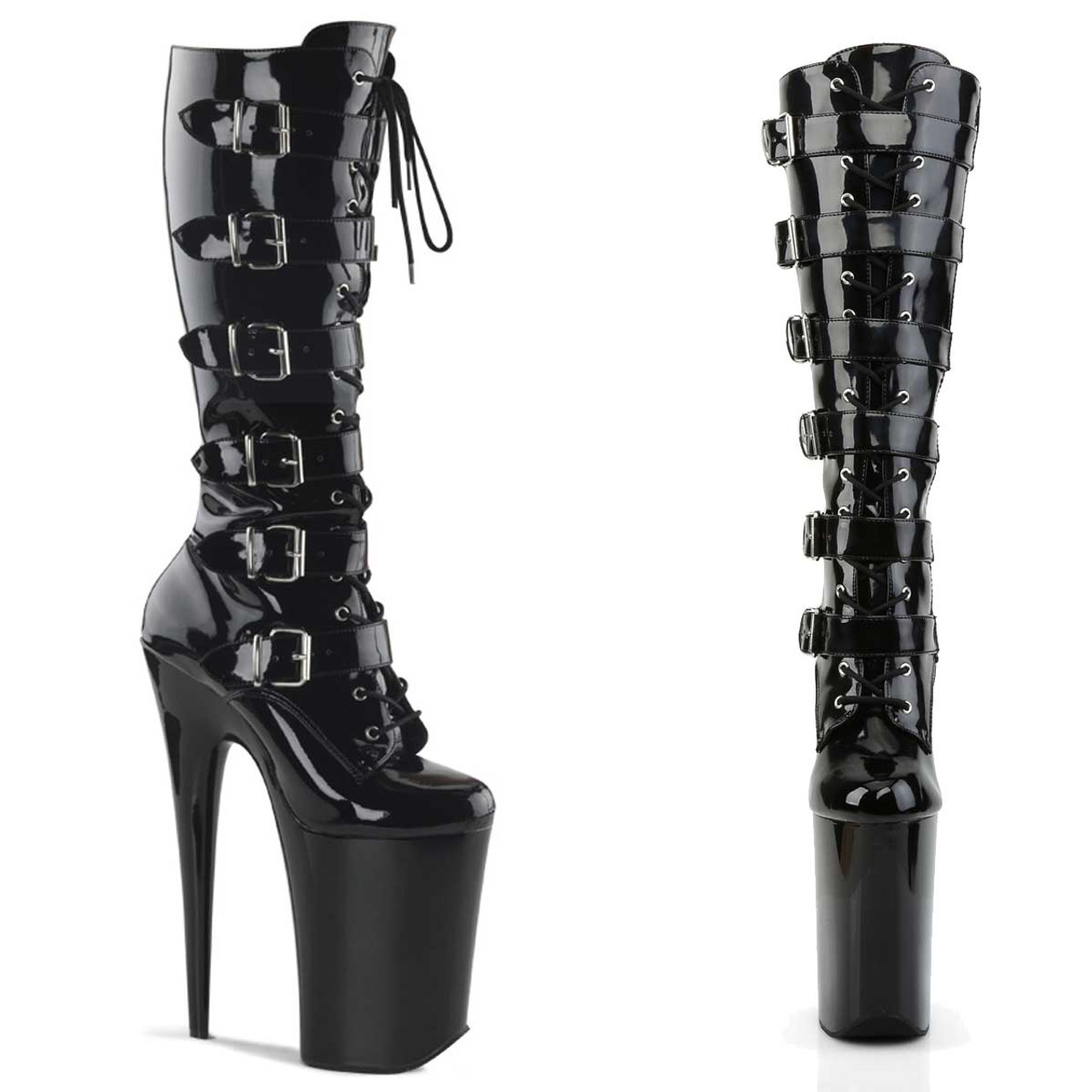 lace up knee high boots with heel