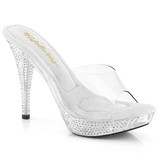 Elegant-401, 4.5" Clear strap with Rhinestones Platform By Fabulicious