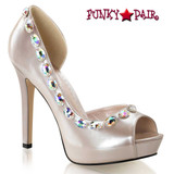 Fabulicious | Lumina-38, 4.75" Heel Peep Toe Evening D'orsay Pump with Rhinestones