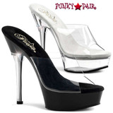 Pleaser | ALLURE-601, Chrome Heel Clear Strap Shoes