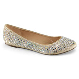 Flat Round Toe Gold Glitter Shoes by Fabulicious Treat-06,