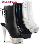 Pleaser Bejeweled-1018DM-6, 6 inch heel rhinestones peep toe ankle boots