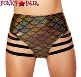 Roma | SH3281, Rave Mermaid High Strapped Shorts Color gold front view