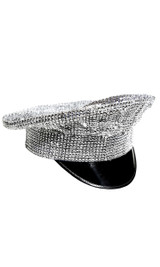 Patrol Hat with rhinestone overlay and vinyl brim.