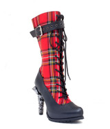 CORINNE, Steampunk plaid mid-calf boots