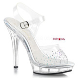 Lip-108SD, 5 Inch High Heel Ankle Strap Sandal with Rhinestones on Vamp