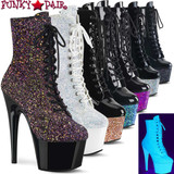 Stripper boots Adore-1020LG, 7 Inch Glitter Platform Ankle Boots