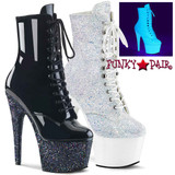 Pleaser Adore-1020LG, 7 Inch Glitter Platform Ankle Boots