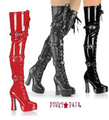 Pleaser | ELECTRA-3028, 5" Chunky Heel Thigh High Boots