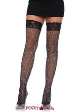 LA9322, Stay up Lace Top Lurex Shimmer Thigh Highs