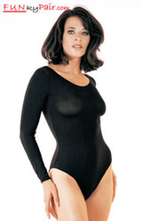 LA-8578, Black Opaque long sleeved bodysuit