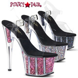 Pleaser | Adore-708CG, 7 Inch Confetti Glitter Platform