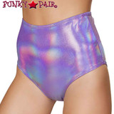 Roma | R-3609, Rave Shimmer High Waisted Shorts color Purple