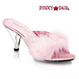 BELLE-301F, 3" Baby Pink Marabou Slipper by Fabulicious Shoes