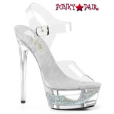 Pleaser | Eclipse-608DM, Cutout Platform with Rhinestones Ankle Strap Sandal