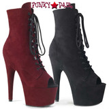 Pleaser Adore-1021FS, 7 Inch Dancer Suede Open Toe Ankle Boots