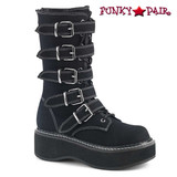 Demonia | EMILY-341, Multi-Straps Mid-Calf Boots