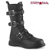 Demonia | BOLT-330, Mid-Calf Lace up Combat Boots with Buckles