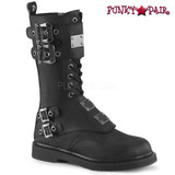 Demonia | BOLT-345, Mid-Calf Lace up Combat Boots with Metal Plates
