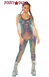 Raver Stretch Sequin Catsuit by J Valentine JV-FF143 color water opal