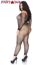 Plus Size Crystalized Fishnet Bodystocking | Leg Avenue LA89233X back view