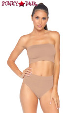 Leg Avenue | NK003, Bandeau Top and High Waist Bottom color Beige