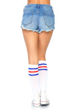 Athletic Striped Knee Highs Leg Avenue | LA-5614 color red/blue