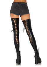 Leg Avenue | LA-6925, Wet Look Lace Up Thigh Highs back view