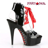 Delight-600-14FH, Side View Lace-up Ankle High Sandal | Pleaser Shoes