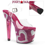 Pleaser | LOVESICK-708HEART, 7 Inch Platform with Heart Rhinestones