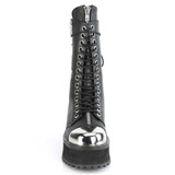 Gravedigger-14, Front View Men's Mid-Calf Boots with Metal Toe Plate by Demonia