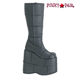 STACK-301 7" Platform GoGo Boots Black Vegan Leather By Demonia