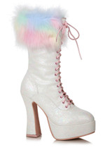 557-Nora, White Ankle Boots with Faux Fur by Ellie Shoes