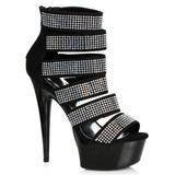 609-Megan, 6" Silver Multi-Straps Rhinestones Sandal by Ellie Shoes