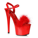 7 Inch Red Marabou Platform Sandal by Ellie Shoes 709-Whitney