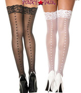 Music Legs | ML-4239, Heart Backseam Stockings