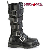 Demonia RIOT-18, Men's Leather Boots With Buckles