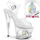 Pleaser | Moon-708DIA, Platform Sandal with Crystal Glass Diamond