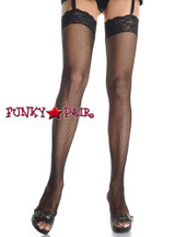 Black Fishnet Stockings with Lace Top | Leg Avenue (9023)