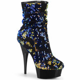 Pleaser  | Delight-1004, Slouch Blue Ankle Boots